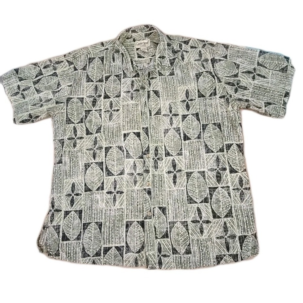 VTG Cooke Street Hawaiian Shirt Men XL Reverse Print Leaves 90s Beach Dad USA